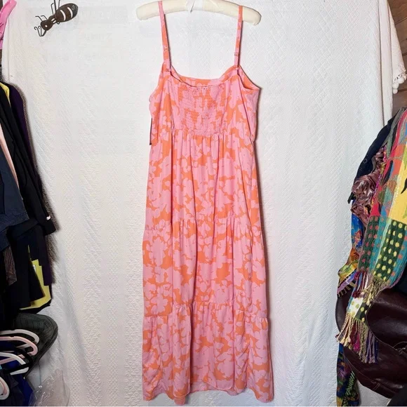 NEW Social Standard by sanctuary Smocked Back Dress Size XXL Melon Floral - Picture 6 of 8